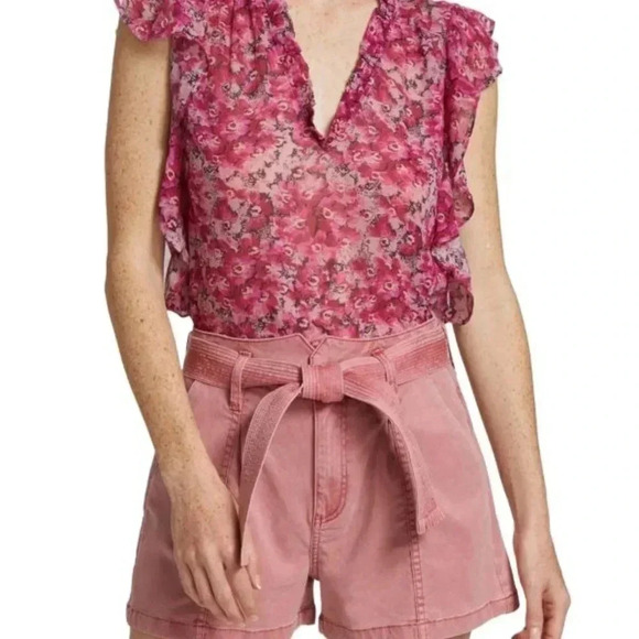 Paige Silk Genie VNeck Ruffled Blouse - Picture 7 of 12